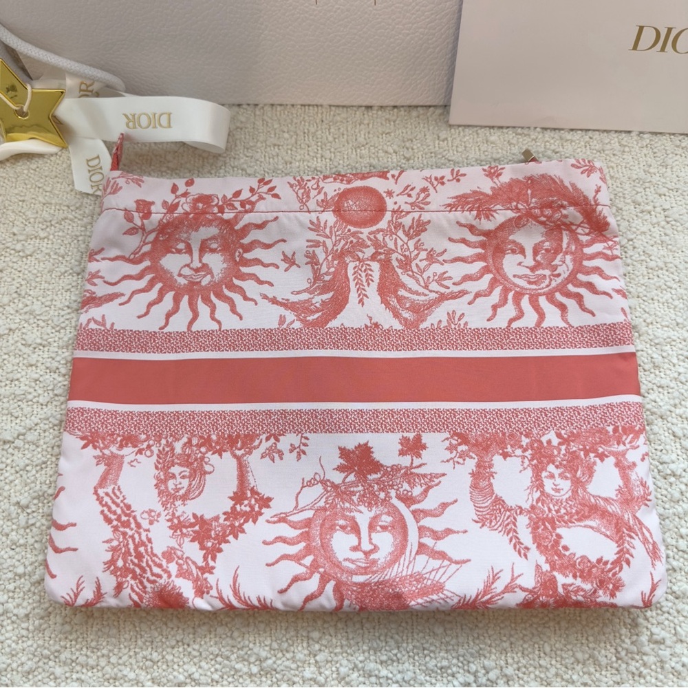 Dioriviera DiorTravel Zipped Pouch Clutch Makeup Bag | Orange / Peach / Coral - Picture 9 of 15